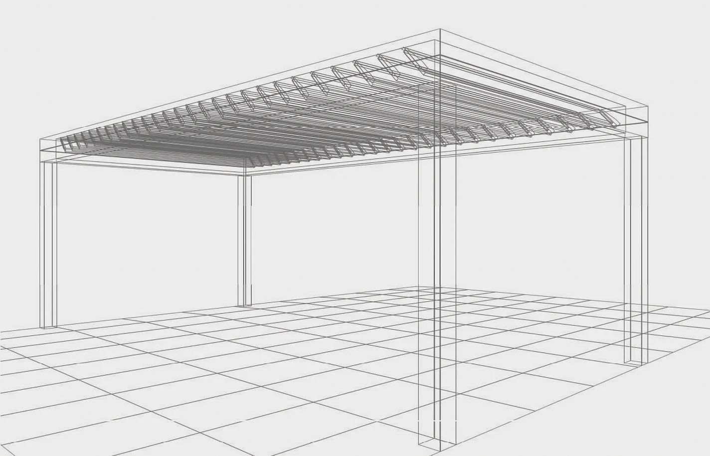 Line drawing of the Evolve Bio pergola system