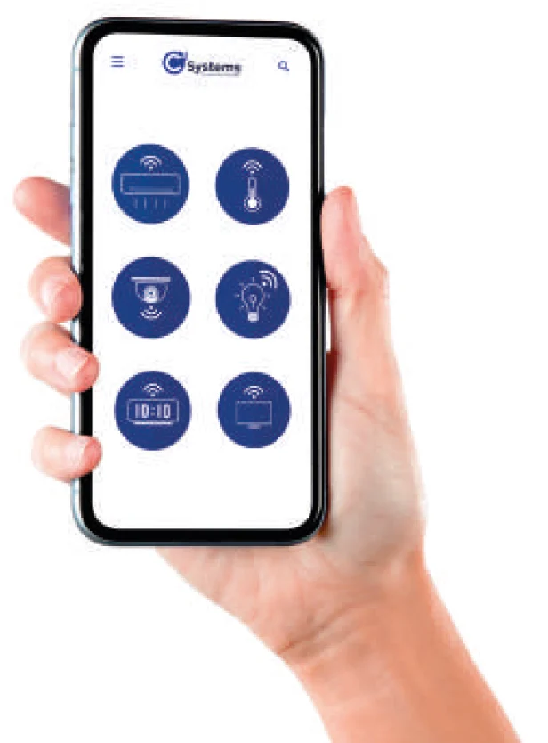 Smart control app shown on a phone